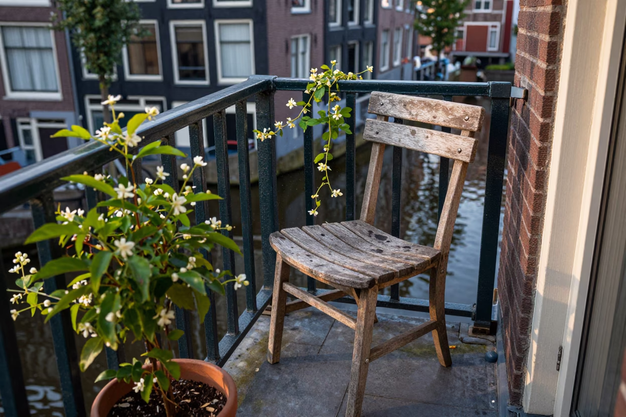 Weathered Wooden Chair in Amsterdam in in Amsterdam, Netherlands