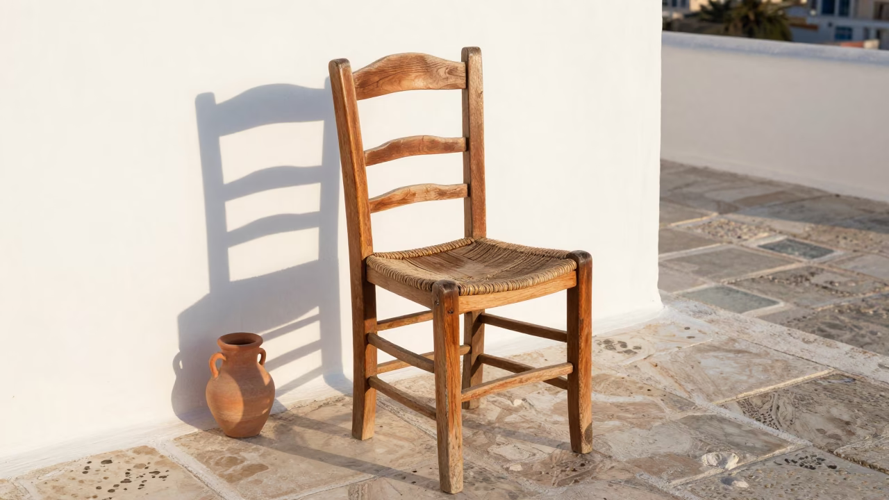 Weathered Wooden Chair in Athens in in Athens, Greece