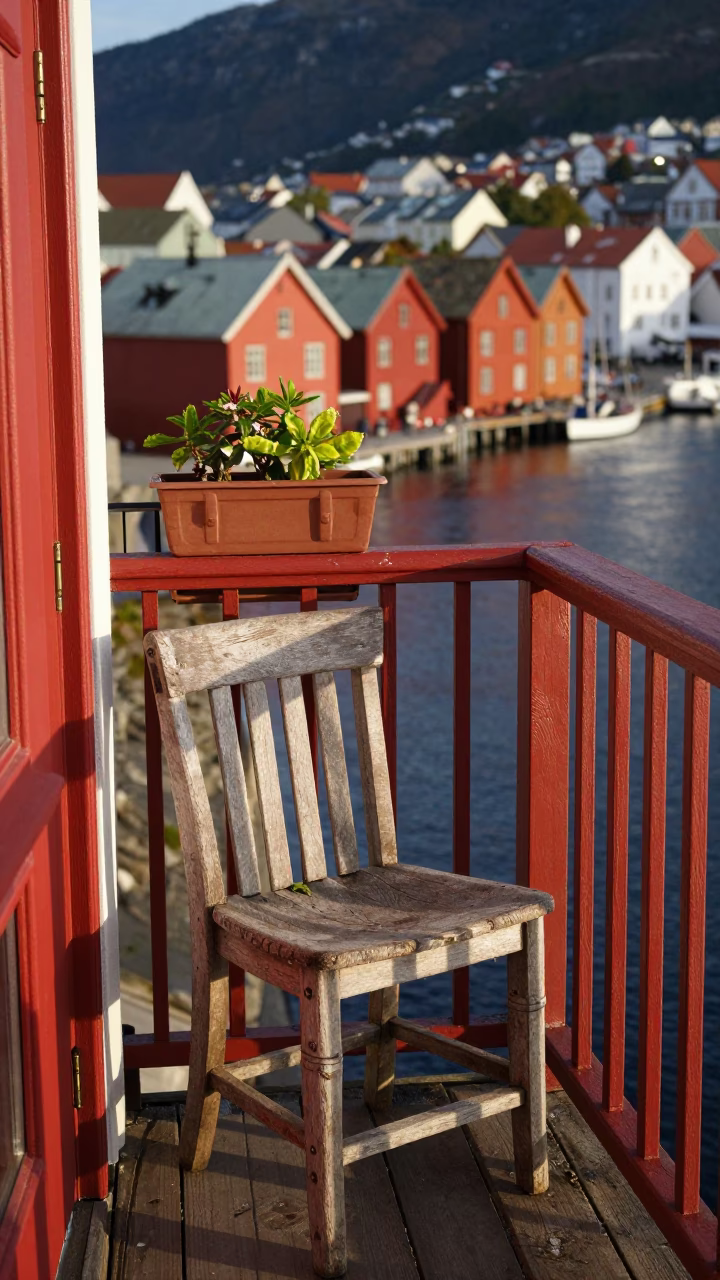 Weathered Wooden Chair in Bergen in in Bergen, Norway
