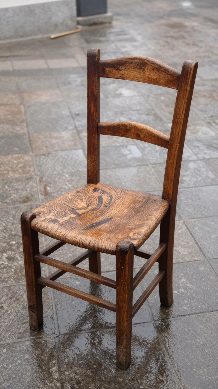 Weathered Wooden Chair in Madrid in in Madrid, Spain