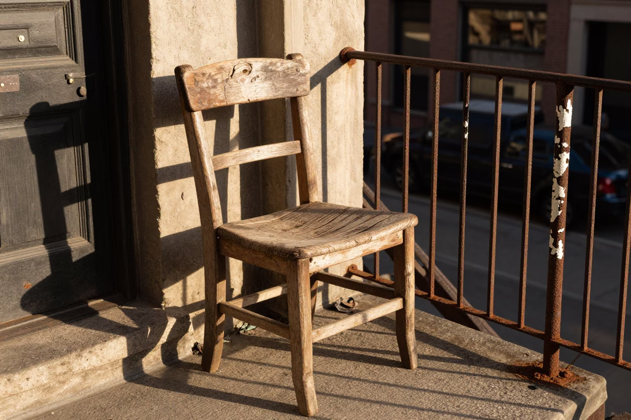 Weathered Wooden Chair in New York in in New York, United States