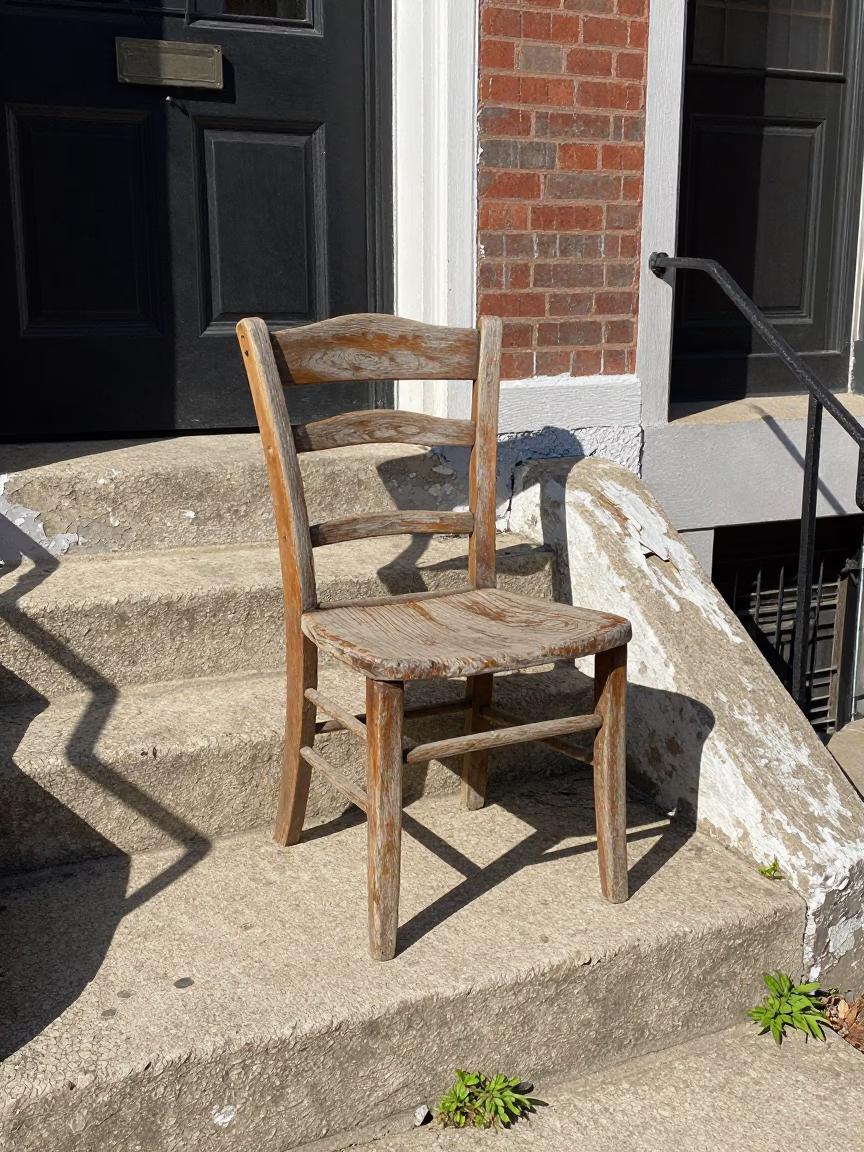 Weathered Wooden Chair in Philadelphia in in Philadelphia, United States