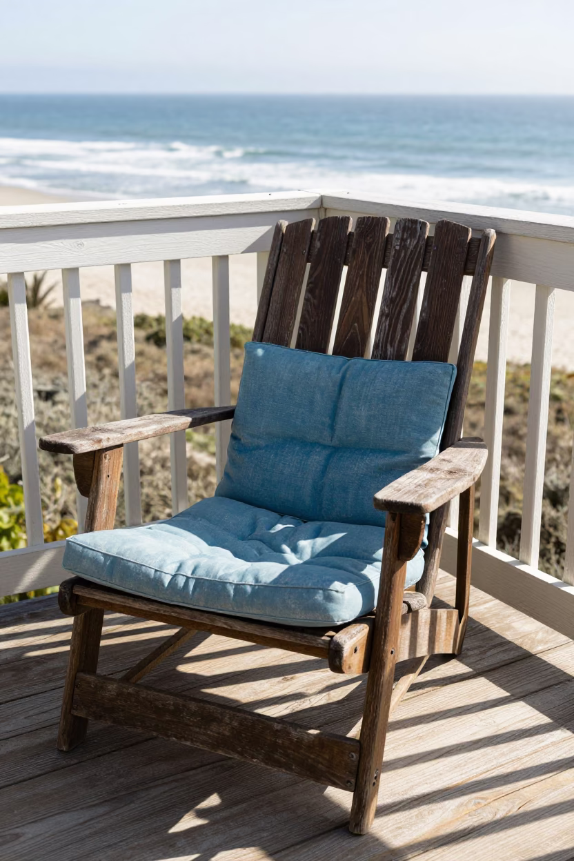 Weathered Wooden Deck Chair in San Diego in in San Diego, United States
