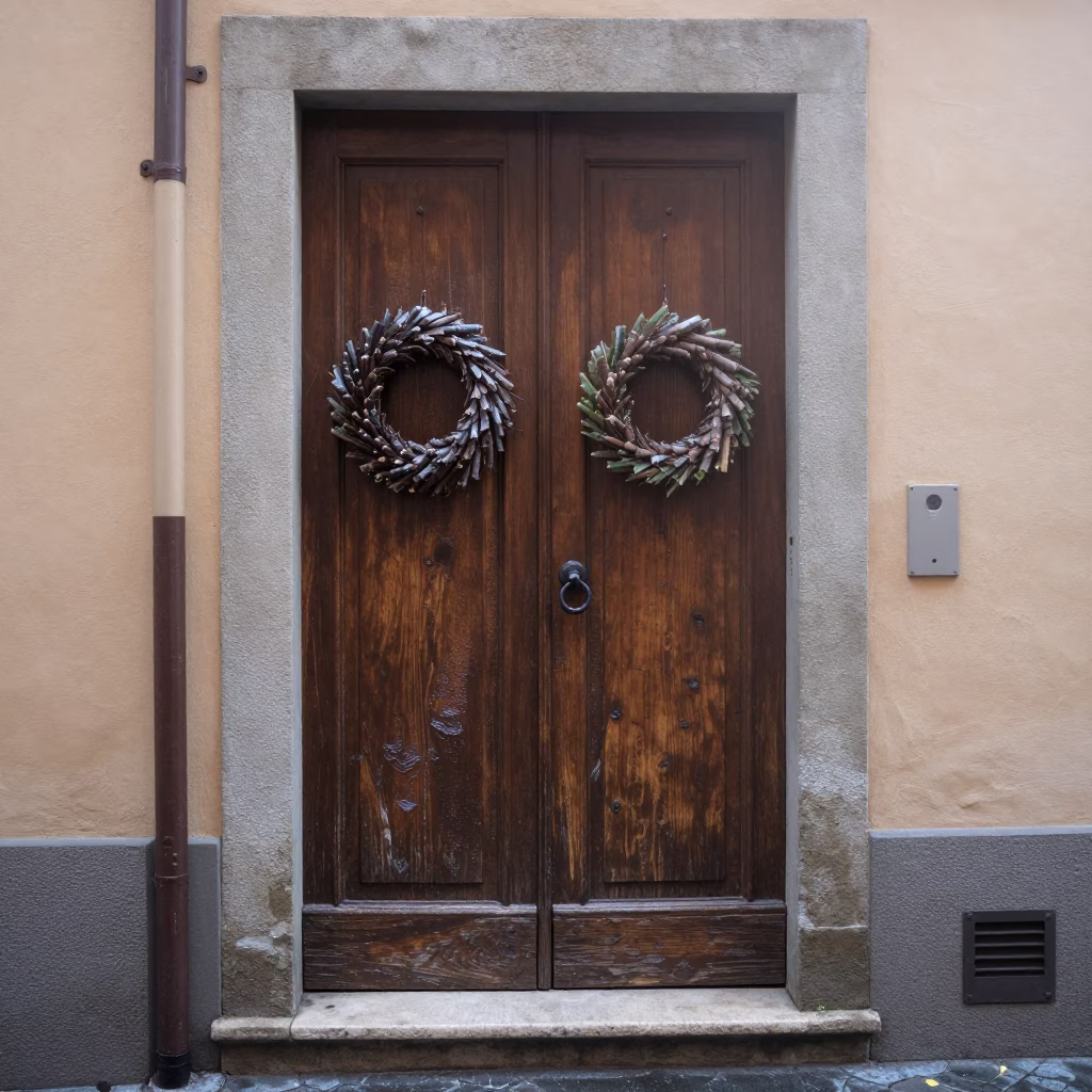 Weathered Wooden Door in Bologna in in Bologna, Italy