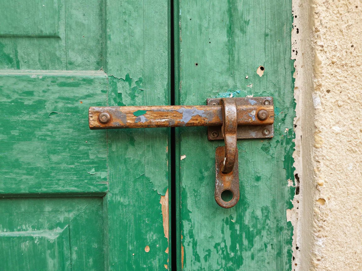 Weathered Wooden Door Latch in Tunis in in Tunis, Tunisia