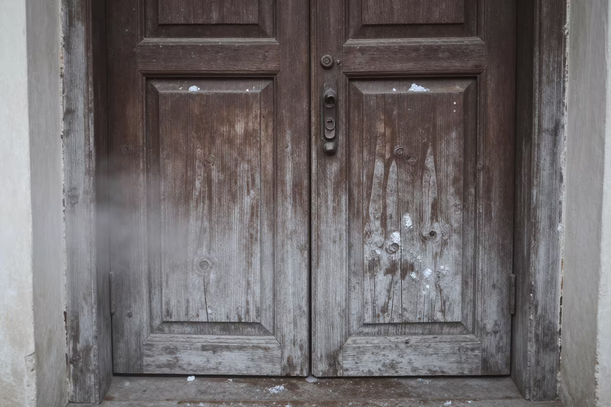 Weathered Wooden Door Near Bangalore at Dawn in near Bangalore