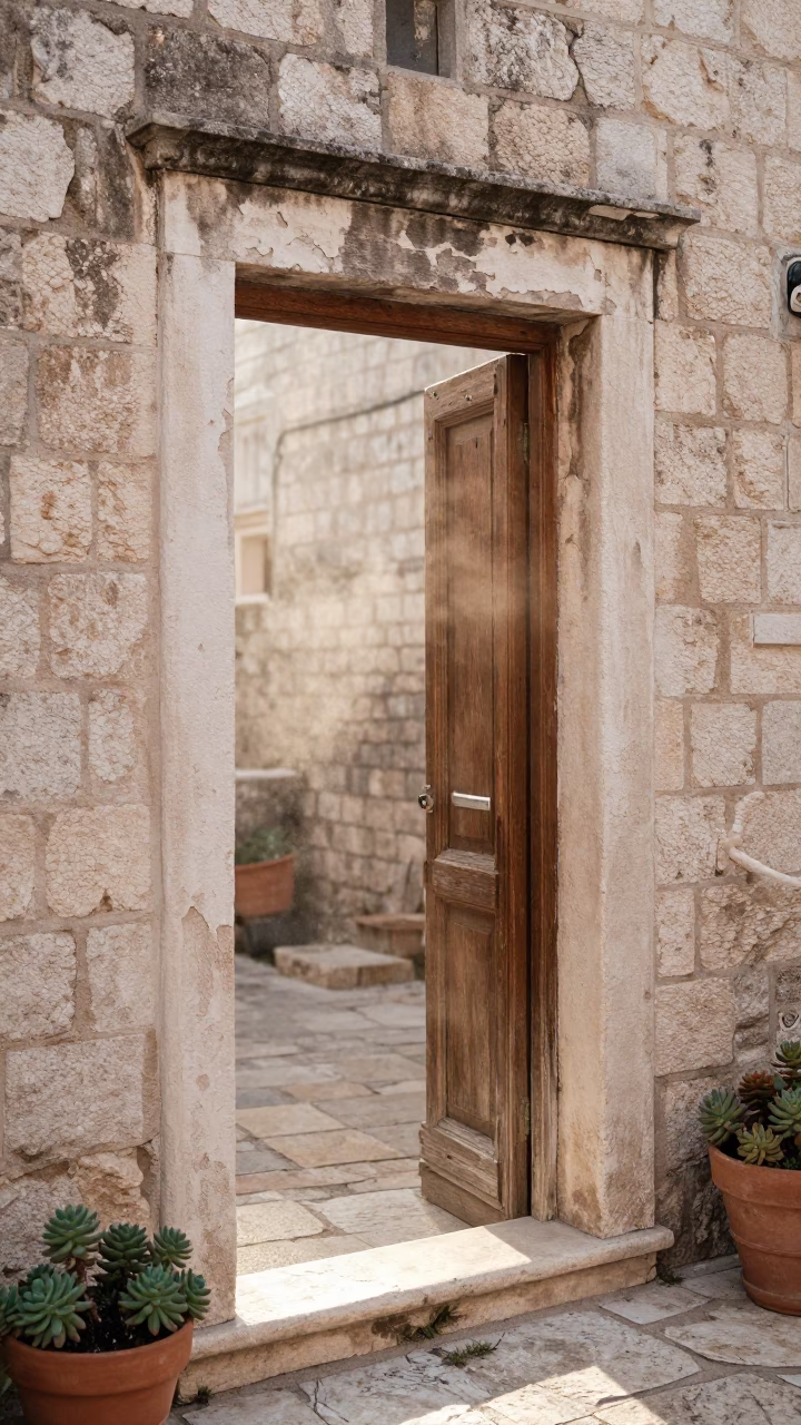 Weathered Wooden Doorframe in Dubrovnik in in Dubrovnik, Croatia