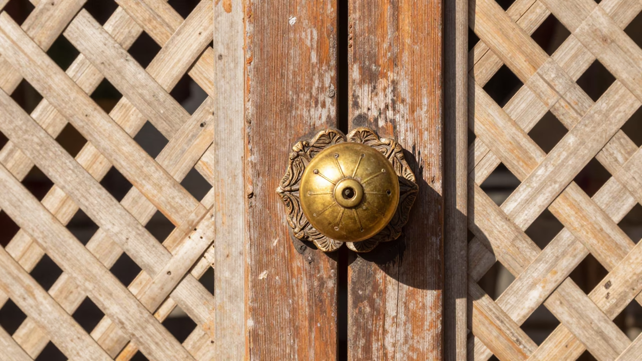 Weathered Wooden Doorknob in Denpasar in in Denpasar, Indonesia