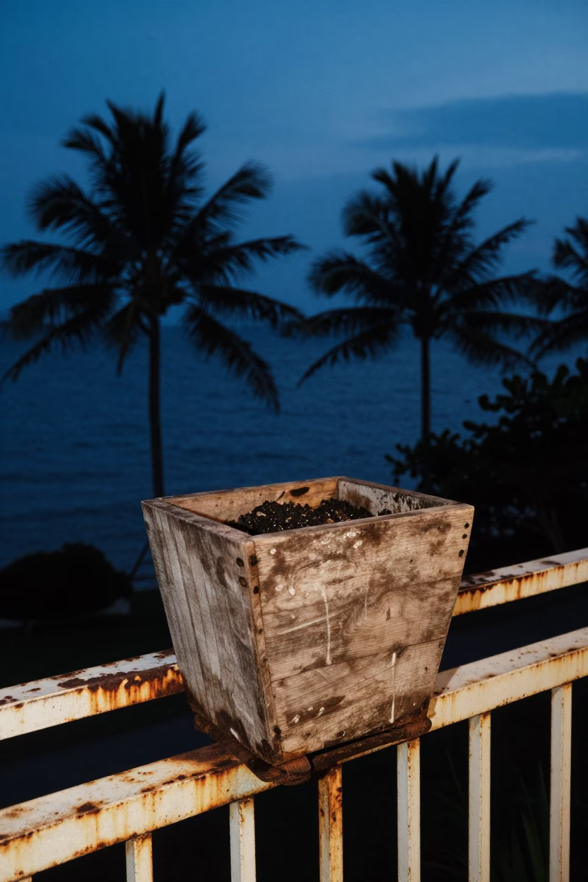 Weathered Wooden Flowerpot in Phuket in in Phuket, Thailand