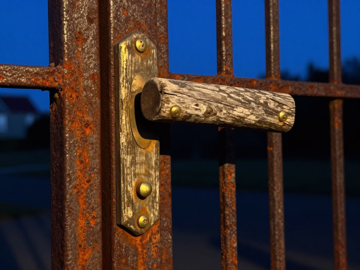 Weathered Wooden Gate Handle in Christchurch in in Christchurch, New Zealand