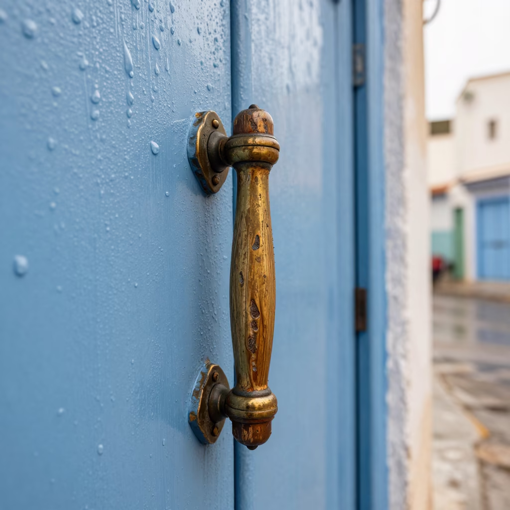 Weathered Wooden Gate Handle in Essaouira in in Essaouira, Morocco