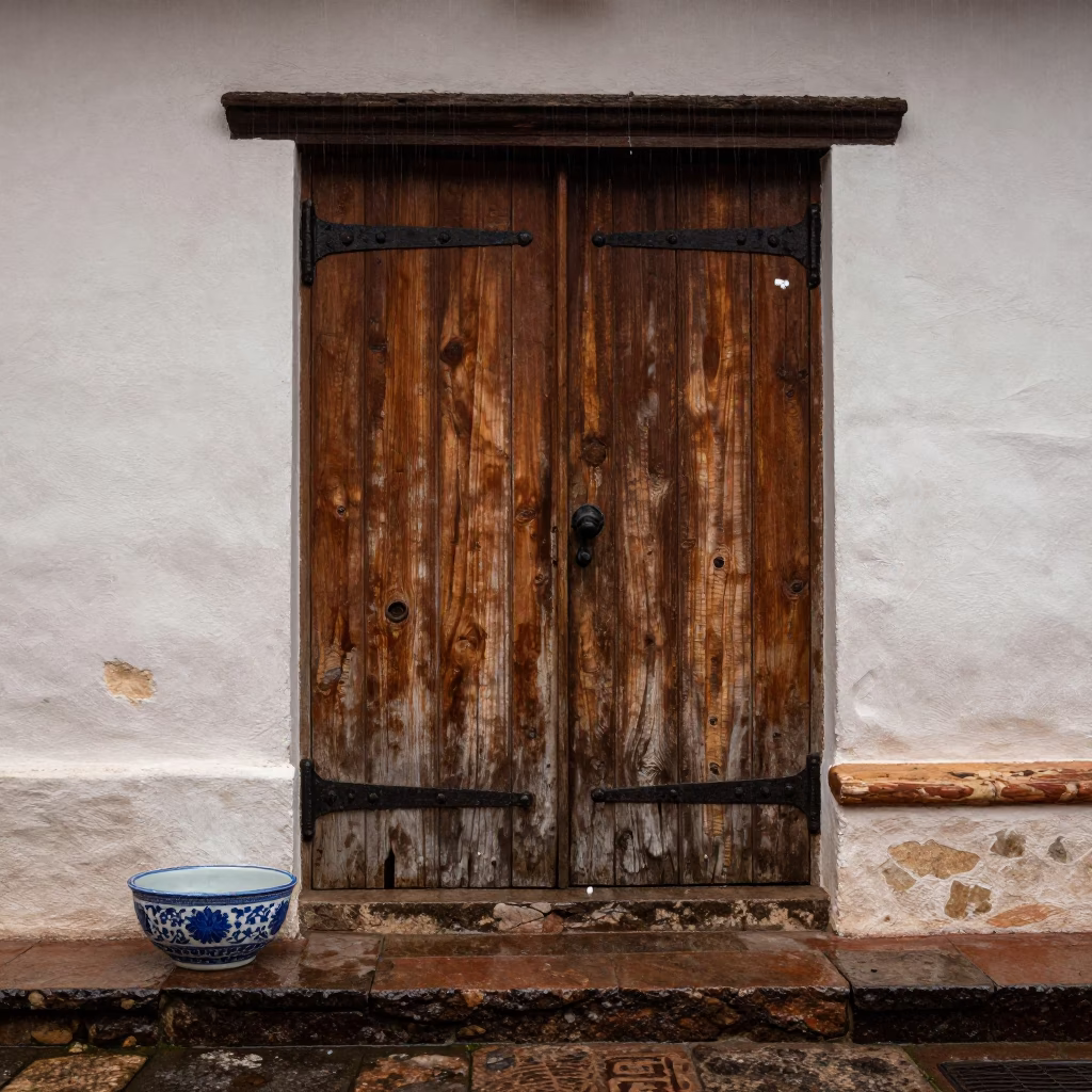 Weathered Wooden Gate in Cartagena in in Cartagena, Colombia
