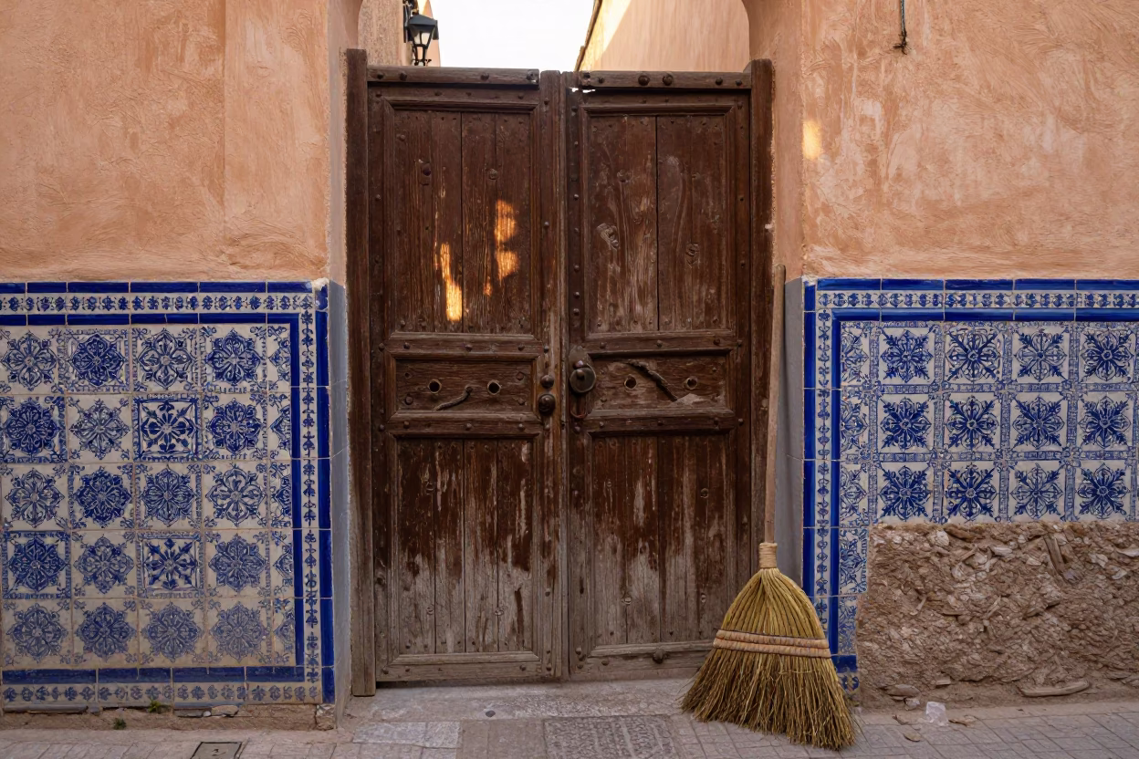 Weathered Wooden Gate in Fez in in Fez, Morocco