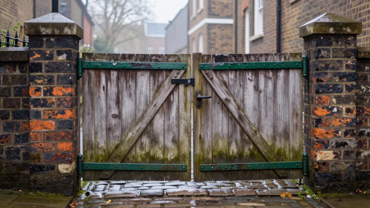 Weathered Wooden Gate in London in in London, United Kingdom