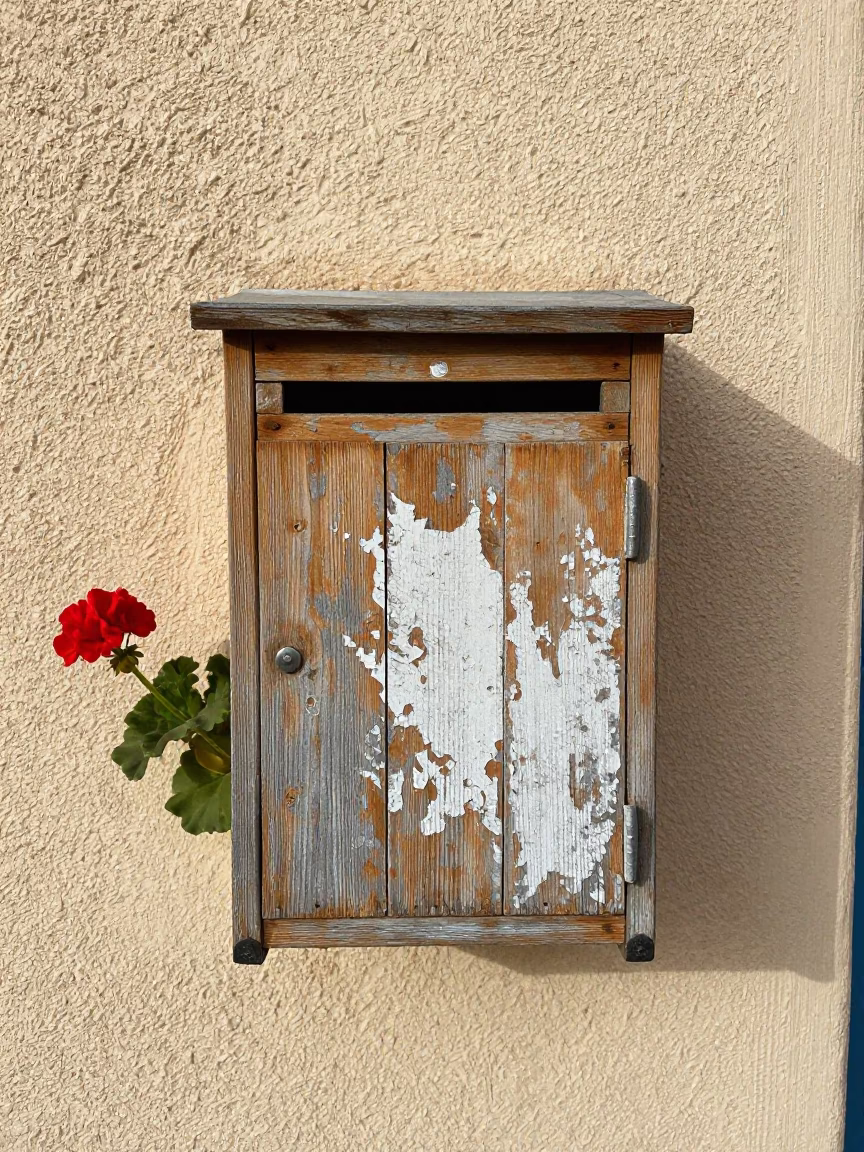 Weathered Wooden Mailbox in Tunis in in Tunis, Tunisia