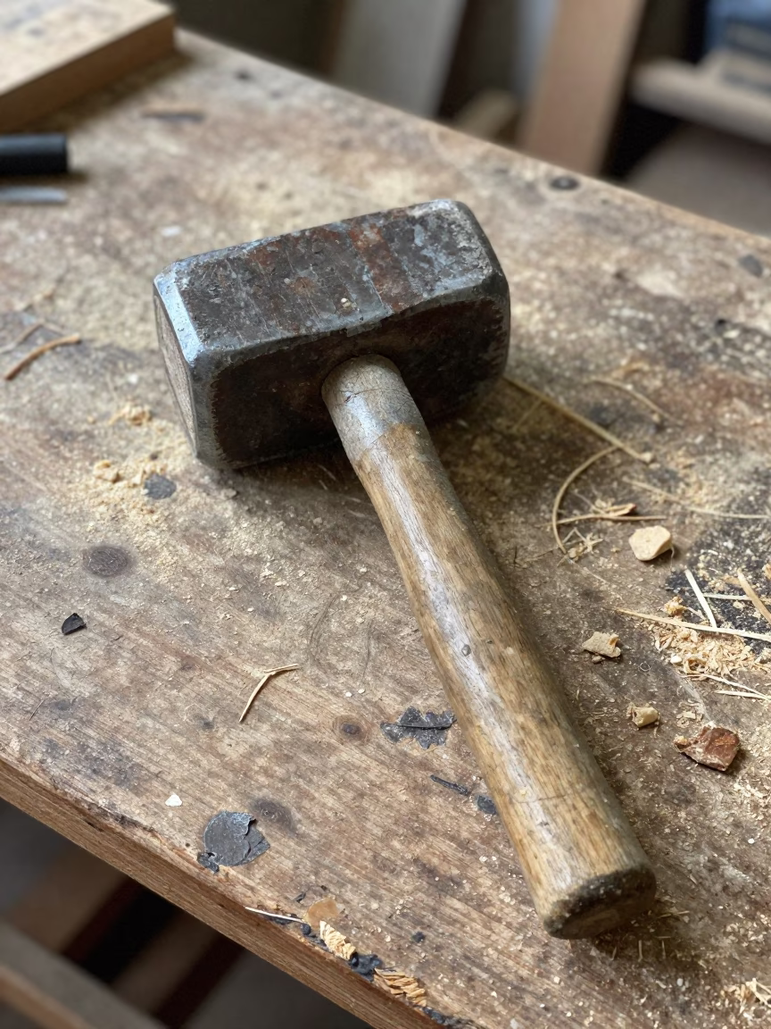 Weathered Wooden Mallet in Valparaiso in in Valparaiso, Chile
