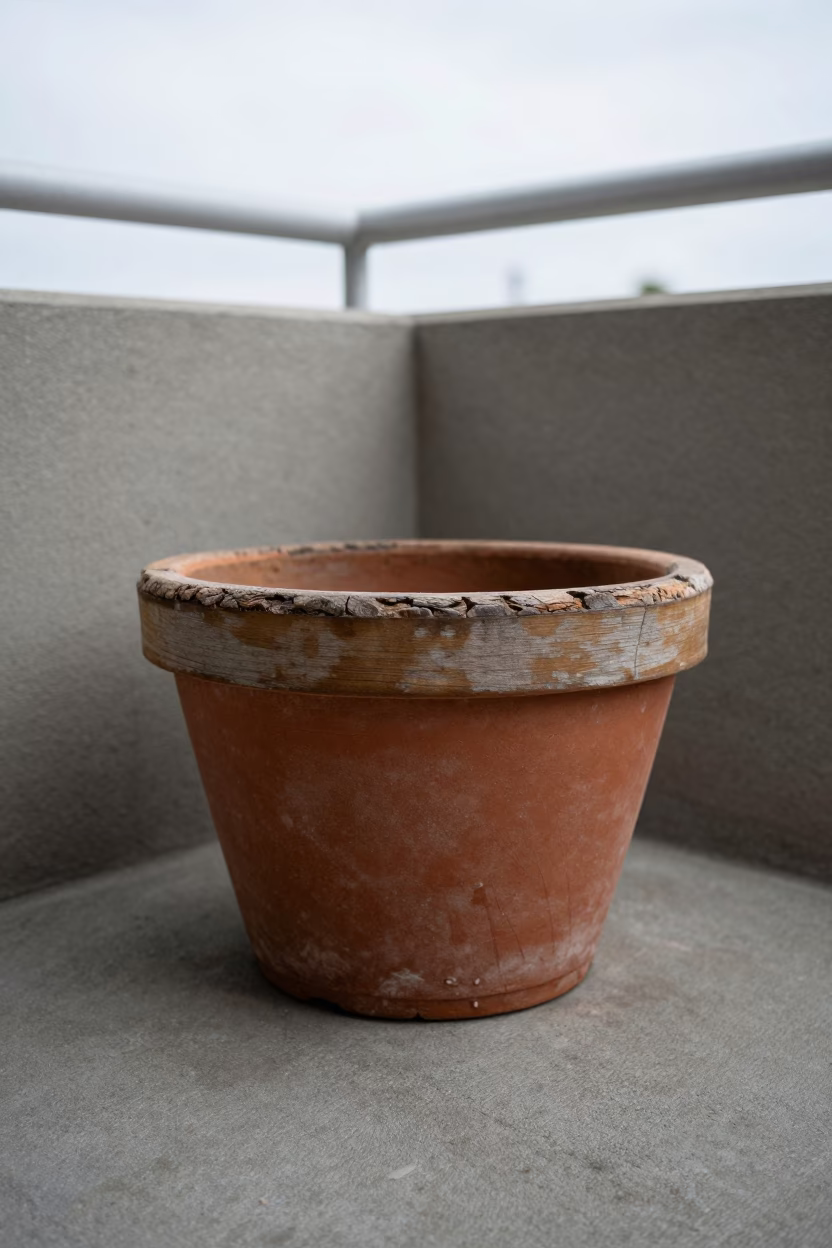 Weathered Wooden Plant Pot in Los Angeles in in Los Angeles, United States