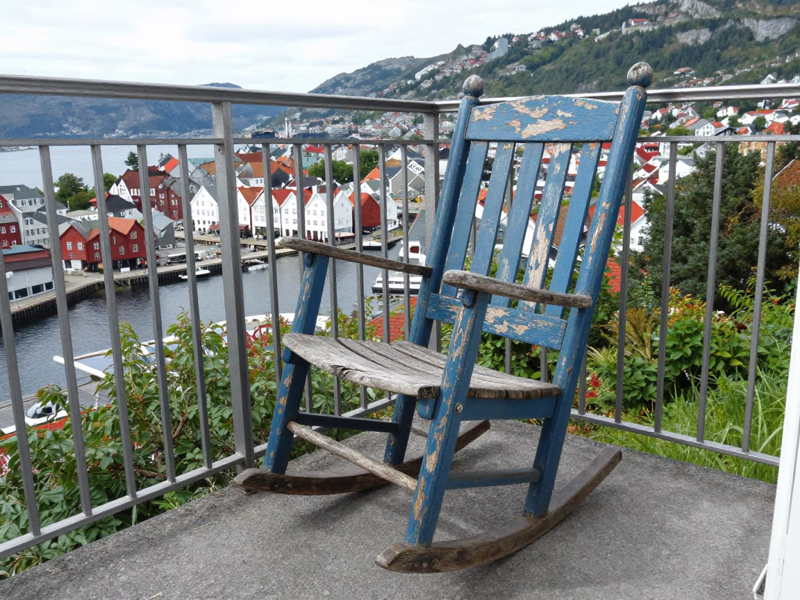 Weathered Wooden Rocking Chair in Bergen in in Bergen, Norway