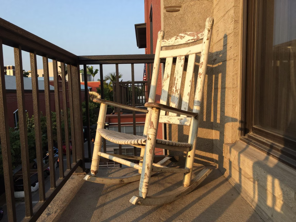 Weathered Wooden Rocking Chair in Chicago in in Chicago, United States