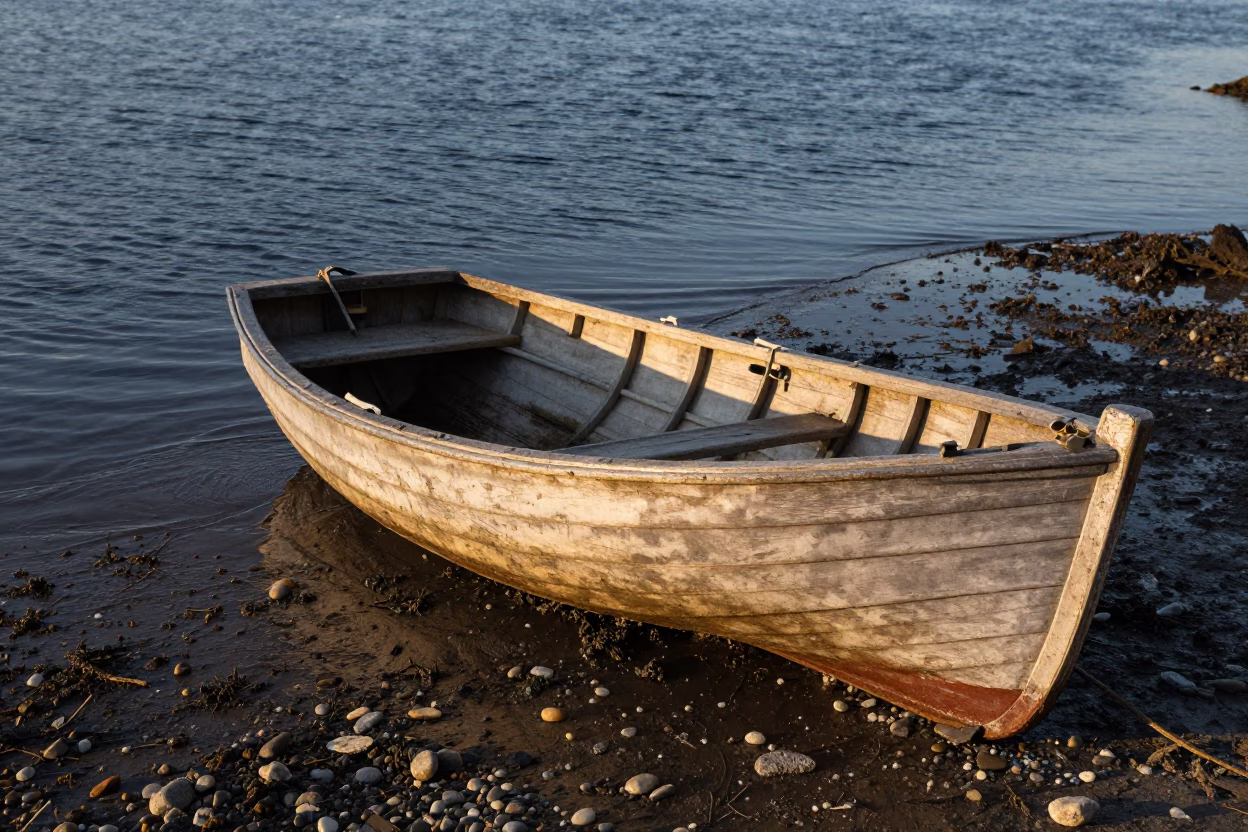 Weathered Wooden Rowboat in Bergen in in Bergen, Norway