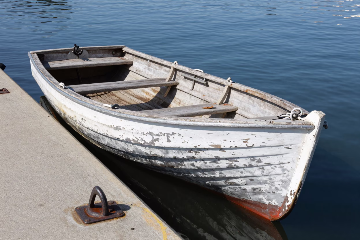Weathered Wooden Rowboat in Boston in in Boston, United States
