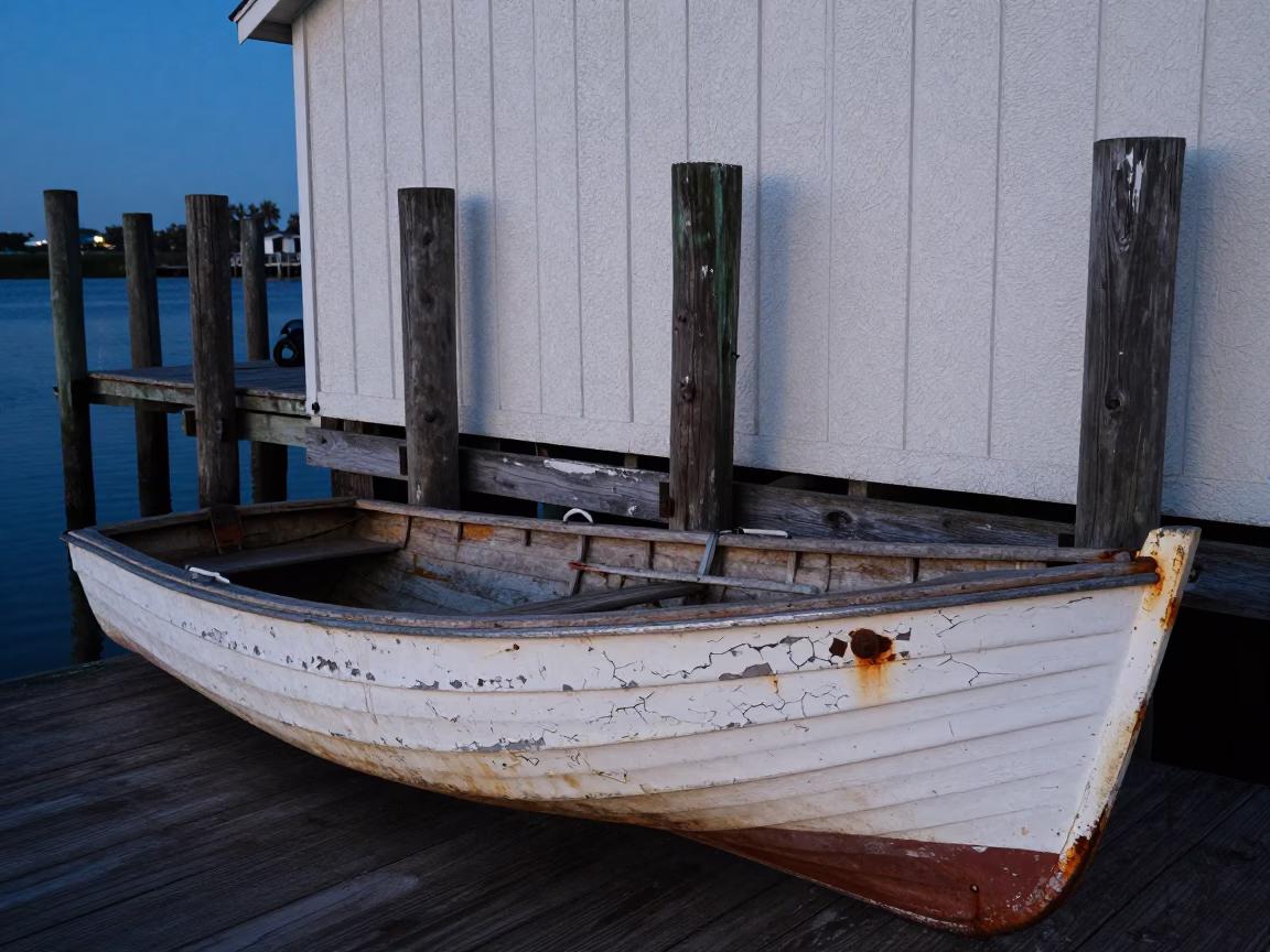 Weathered Wooden Rowboat in Charleston in in Charleston, United States