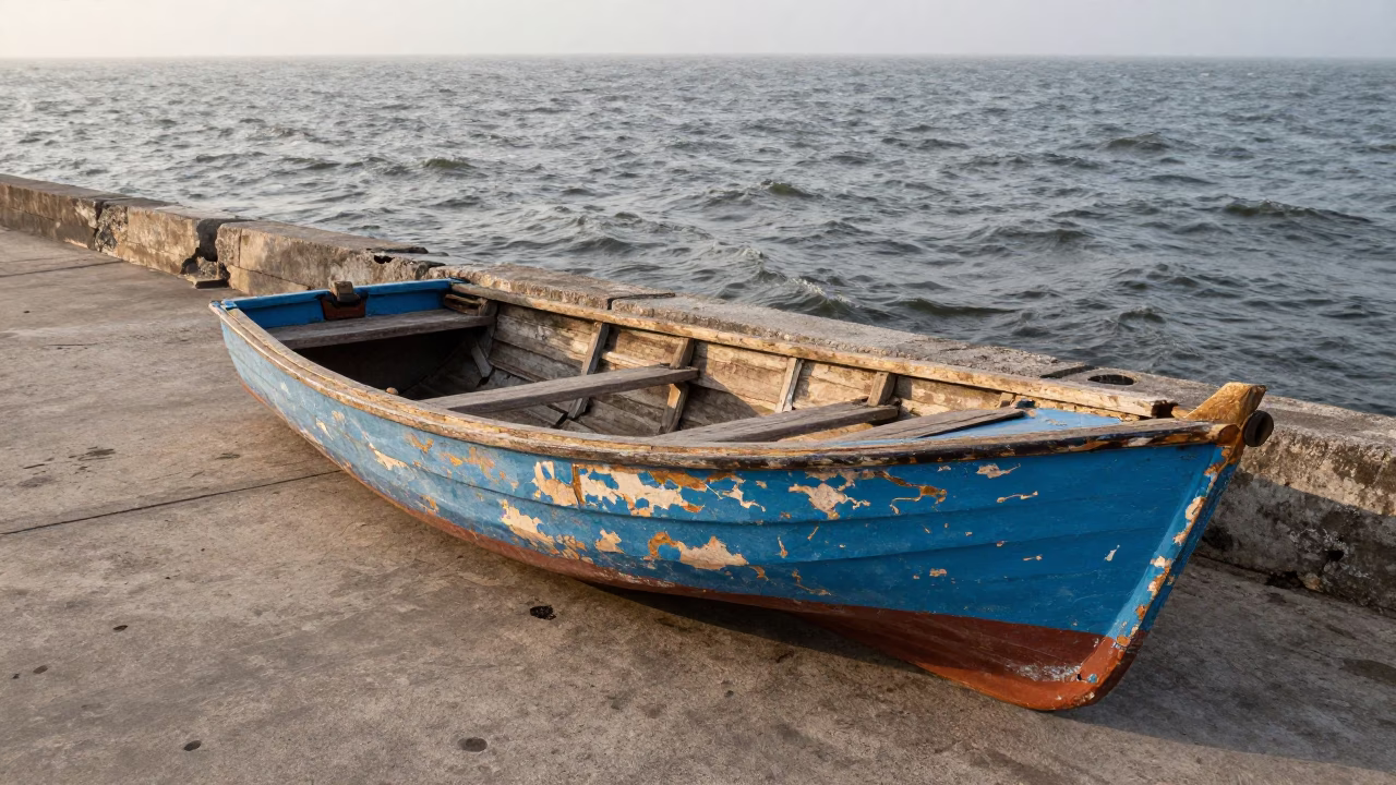 Weathered Wooden Rowboat in Havana in in Havana, Cuba