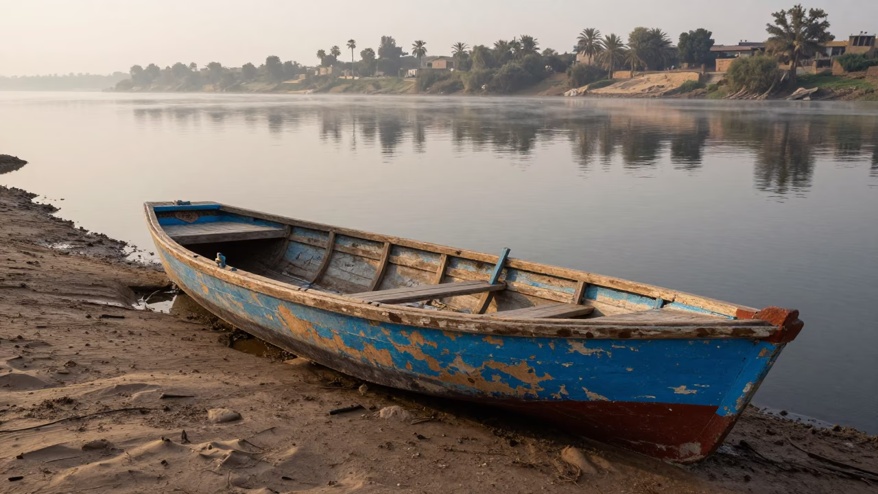 Weathered Wooden Rowboat in Luxor in in Luxor, Egypt