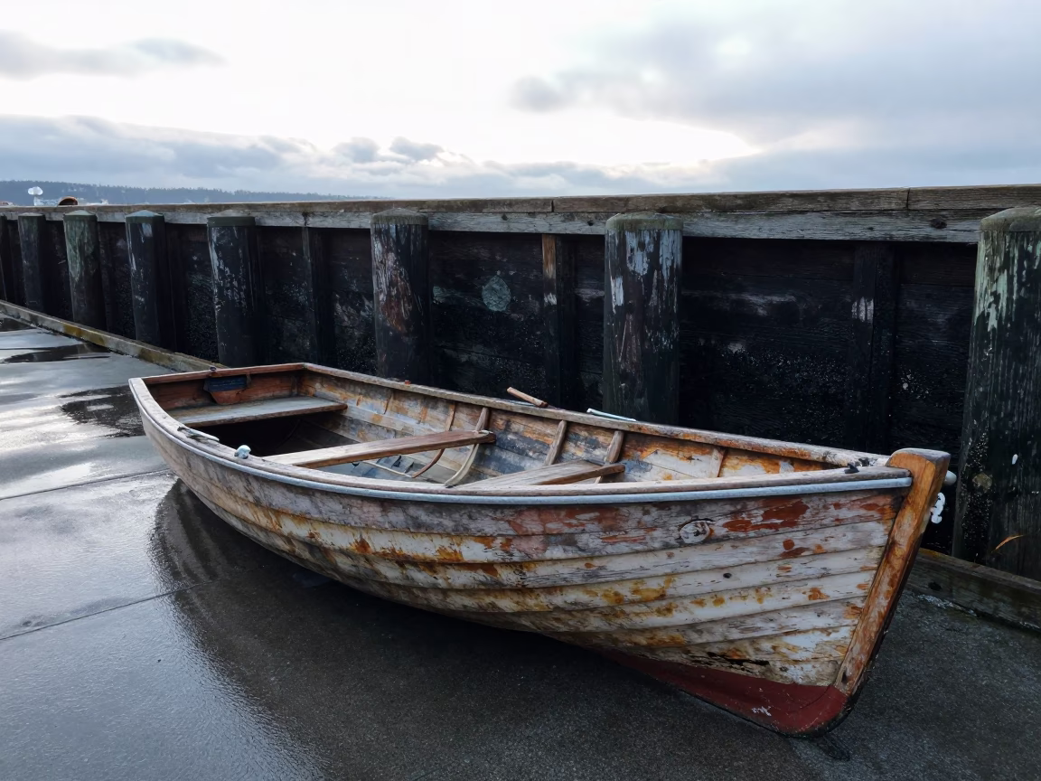 Weathered Wooden Rowboat in Vancouver in in Vancouver, Canada
