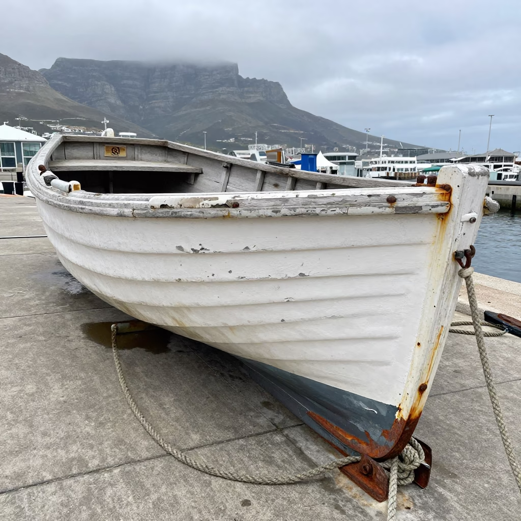 Weathered Wooden Rowing Boat in Cape Town in in Cape Town, South Africa