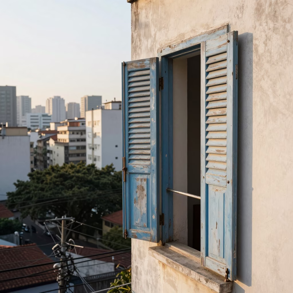 Weathered Wooden Shutters in São Paulo in in São Paulo, Brazil