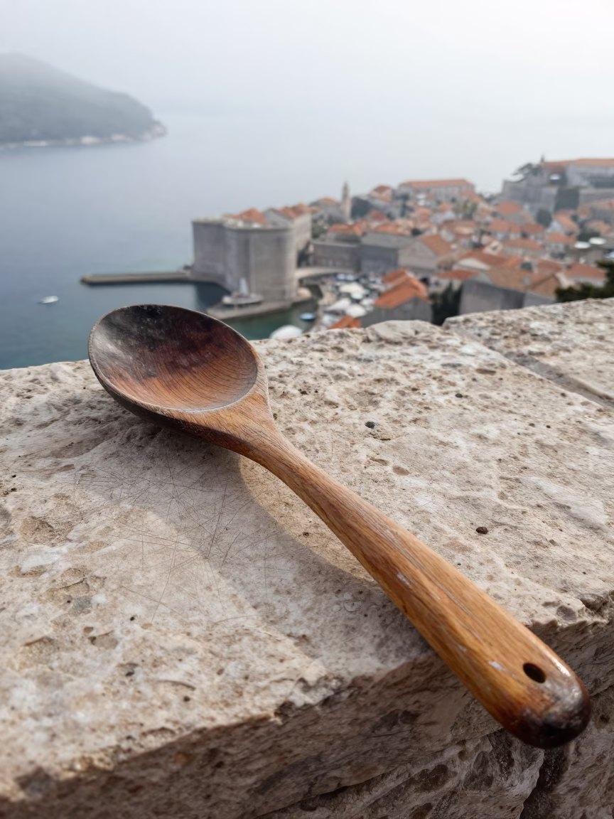 Weathered Wooden Spoon in Dubrovnik in in Dubrovnik, Croatia