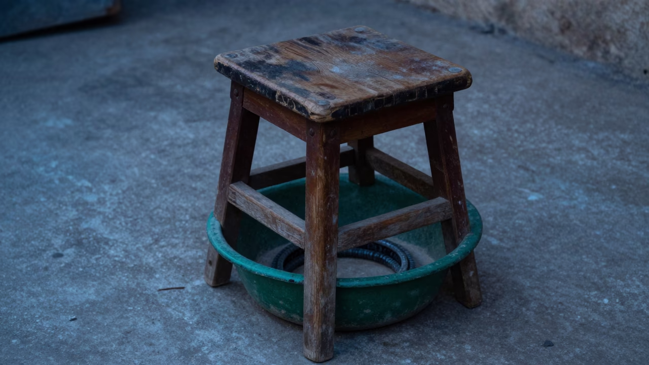 Weathered Wooden Stool in Alexandria in in Alexandria, Egypt