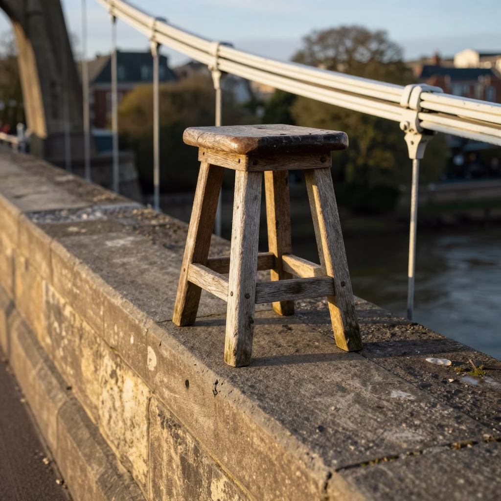 Weathered Wooden Stool in Bristol in in Bristol, United Kingdom