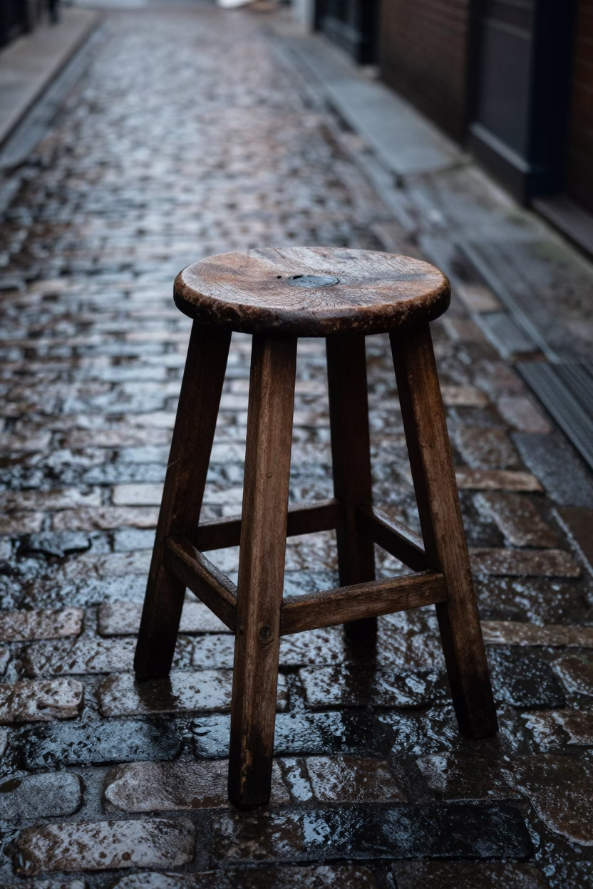 Weathered Wooden Stool in Dublin in in Dublin, Ireland