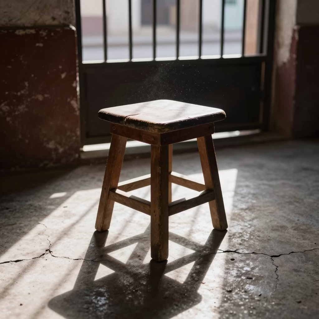 Weathered Wooden Stool in Havana in in Havana, Cuba