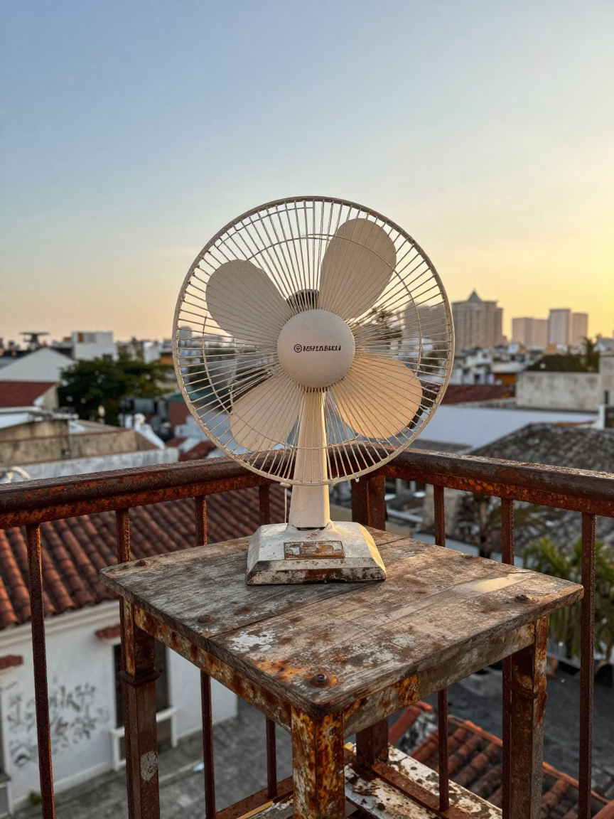 Weathered Wooden Table Fan in Cartagena in in Cartagena, Colombia