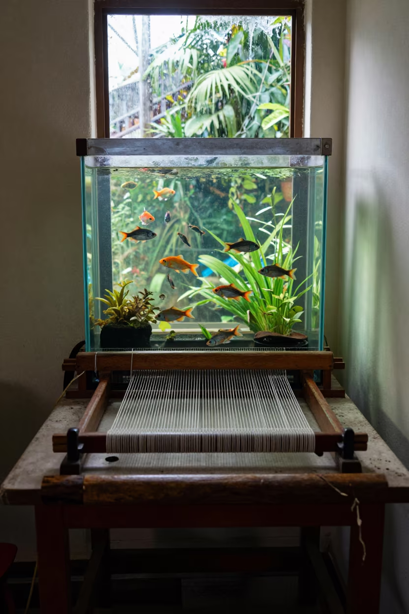 Weaver Shuttle Fish Swim Library Mayarí in on a dusty library table in Mayarí