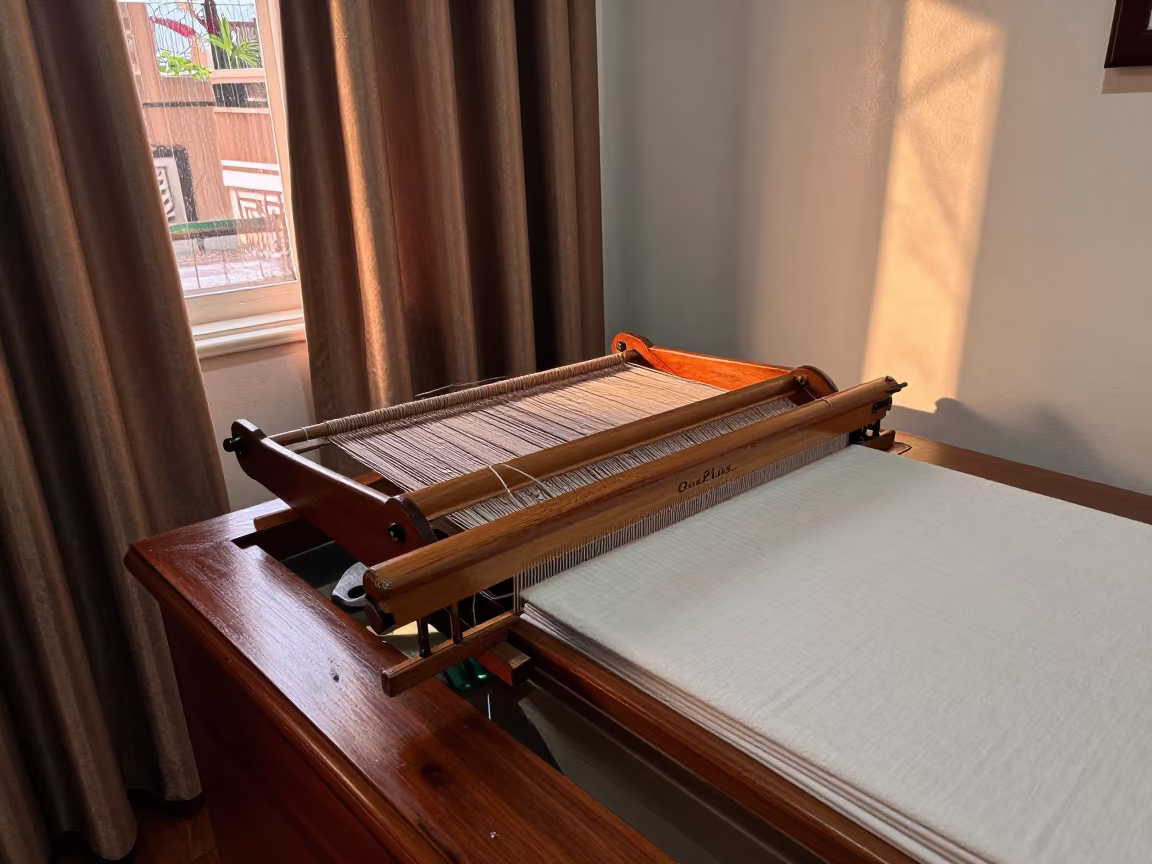 Weaver Shuttle on Hotel Dresser Before Dusk in on a hotel dresser near Abidjan