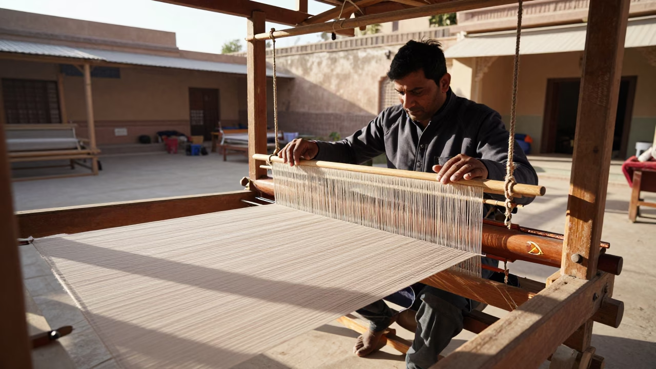 Weaver Working in Jaipur in in Jaipur, India