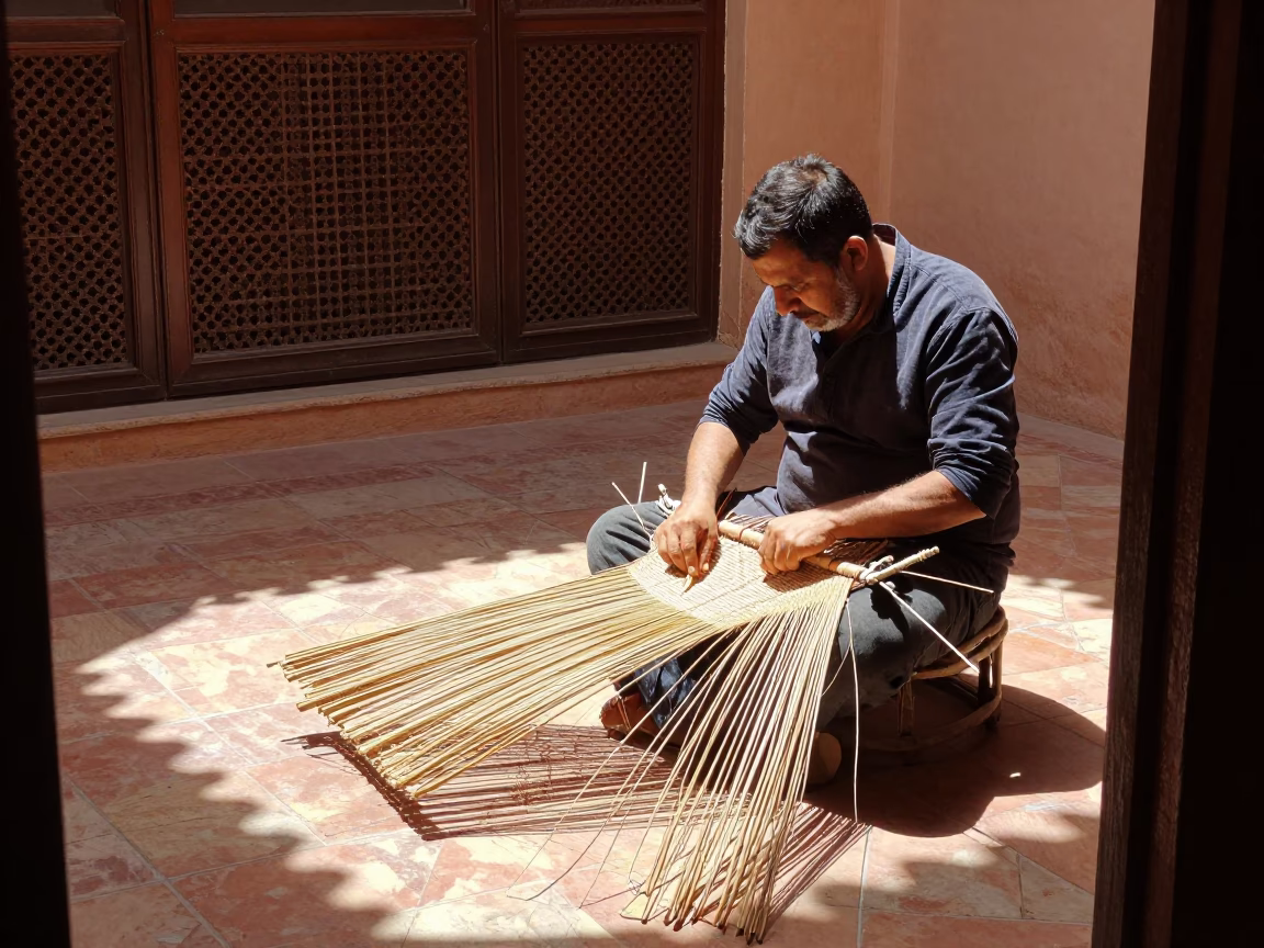 Weaving Cane in Marrakech in in Marrakech, Morocco