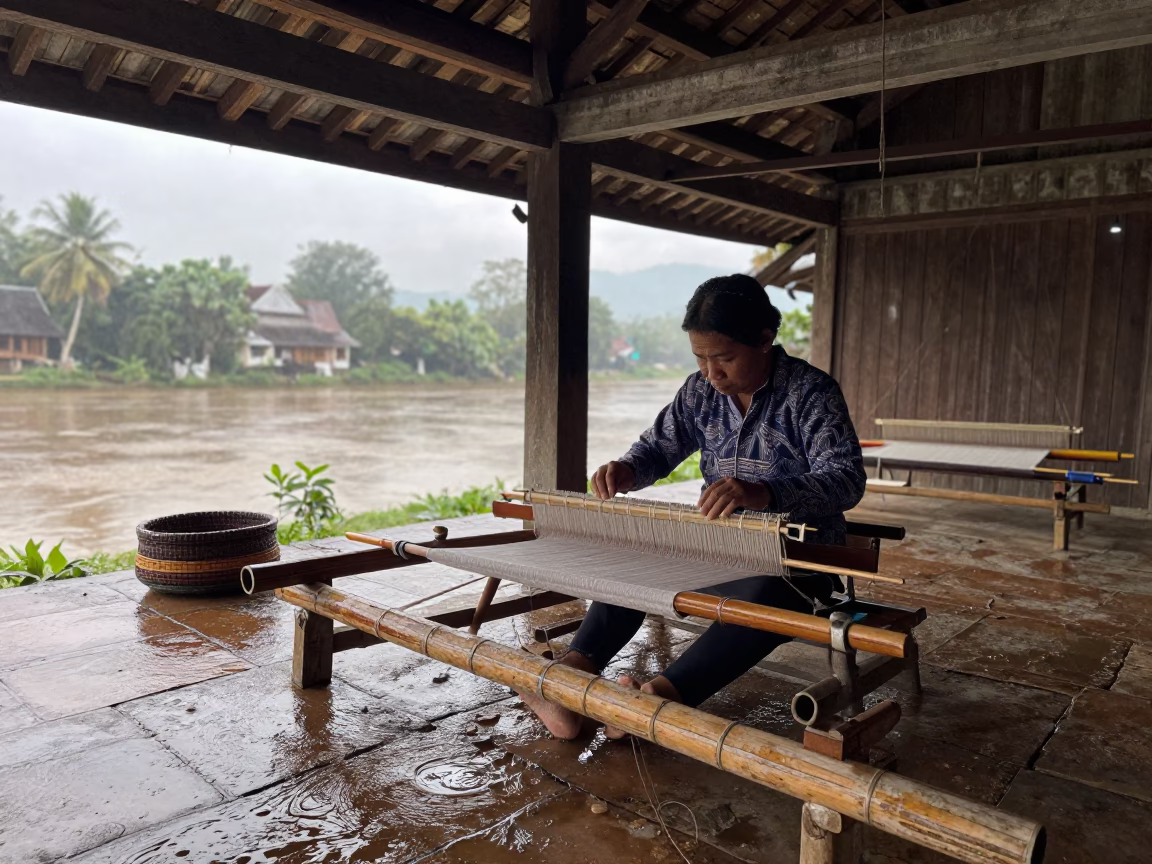 Weaving Workspace in Luang Prabang in in Luang Prabang, Laos