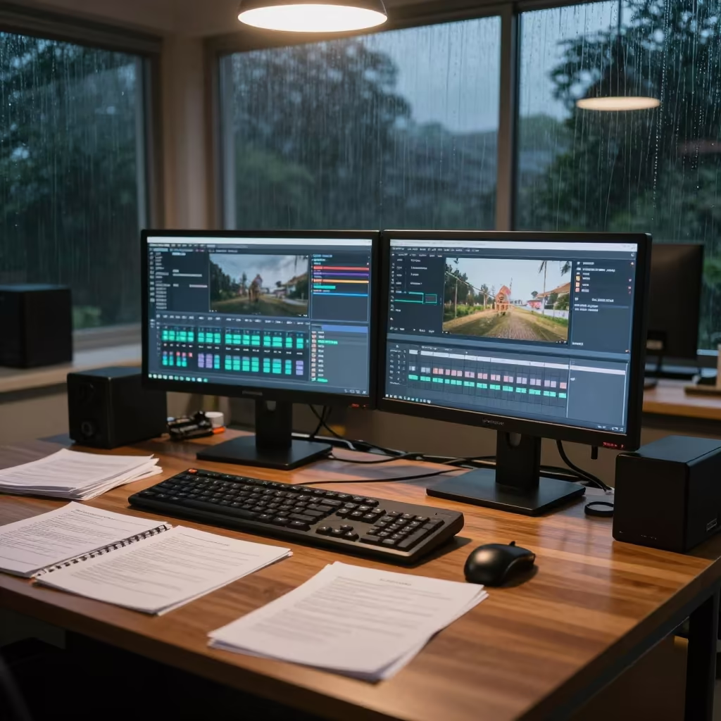 Webcast Switcher Cart in Jabalpur Boardroom in at a boardroom table before a meeting in Jabalpur