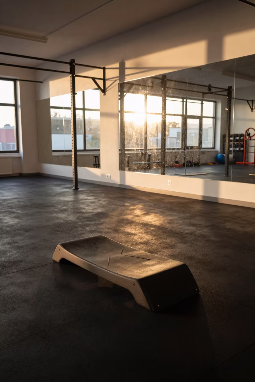 Wedge Board Rack in Golden Hour Oviedo Studio in inside a yoga studio before the session begins in Oviedo
