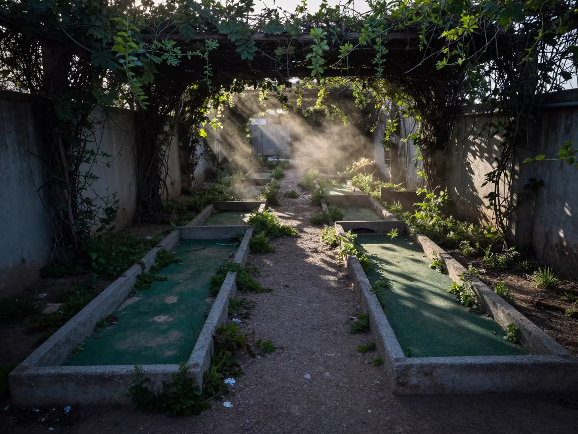 Weed-Choked Miniature Golf Course Libya in along a vine-choked corridor in Libya