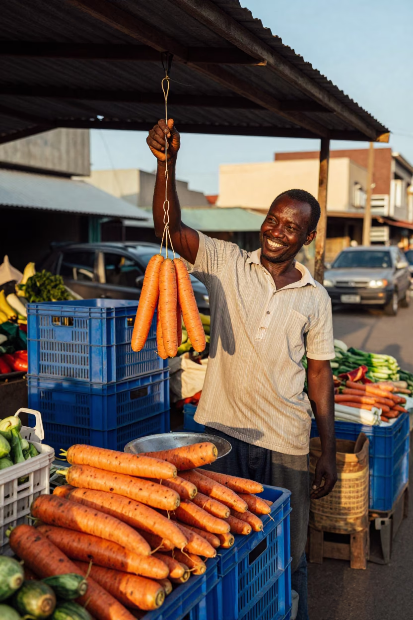Weighing Carrots in Durban in in Durban, South Africa