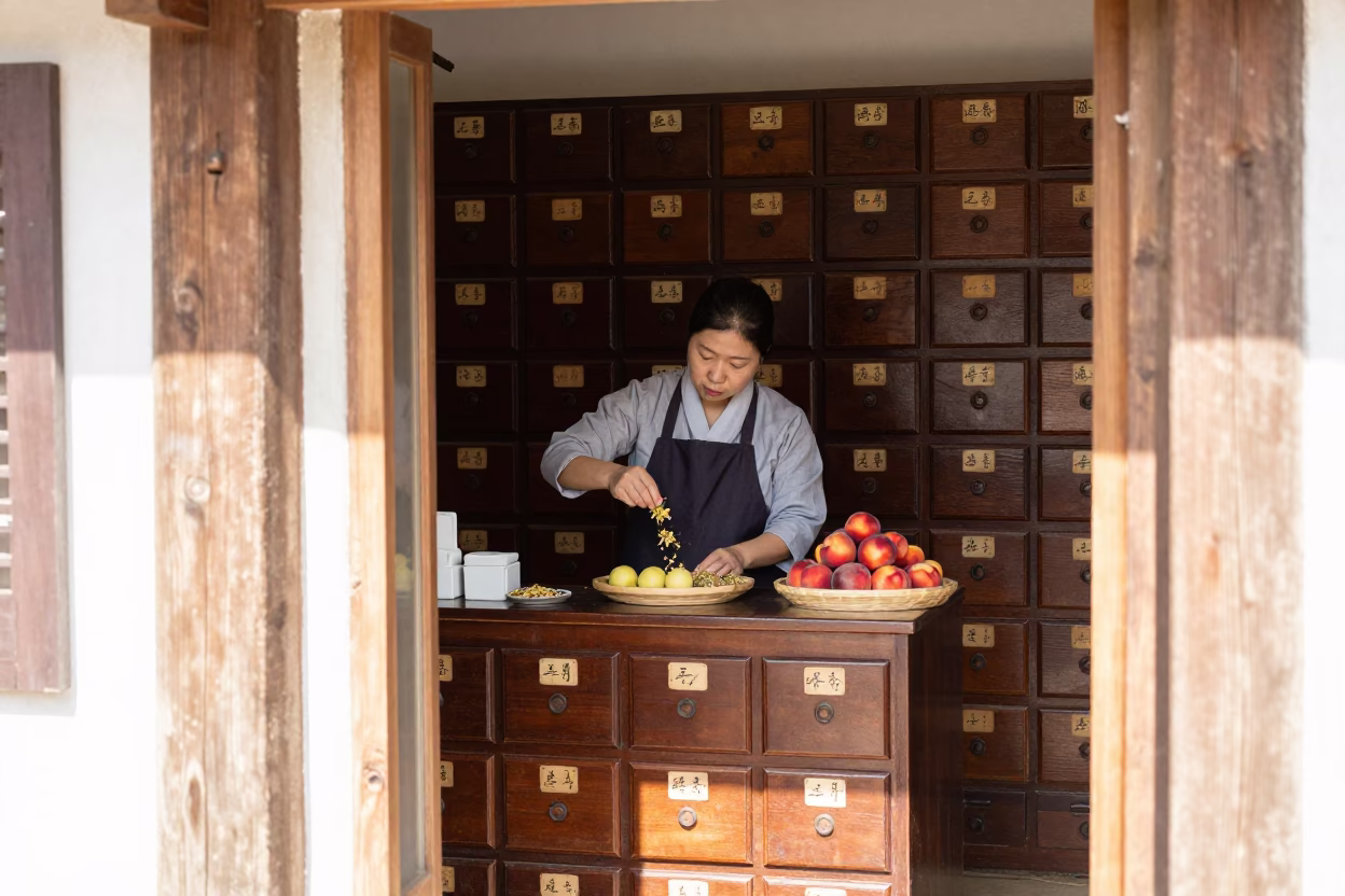 Weighing Herbs in Seoul in in Seoul, South Korea