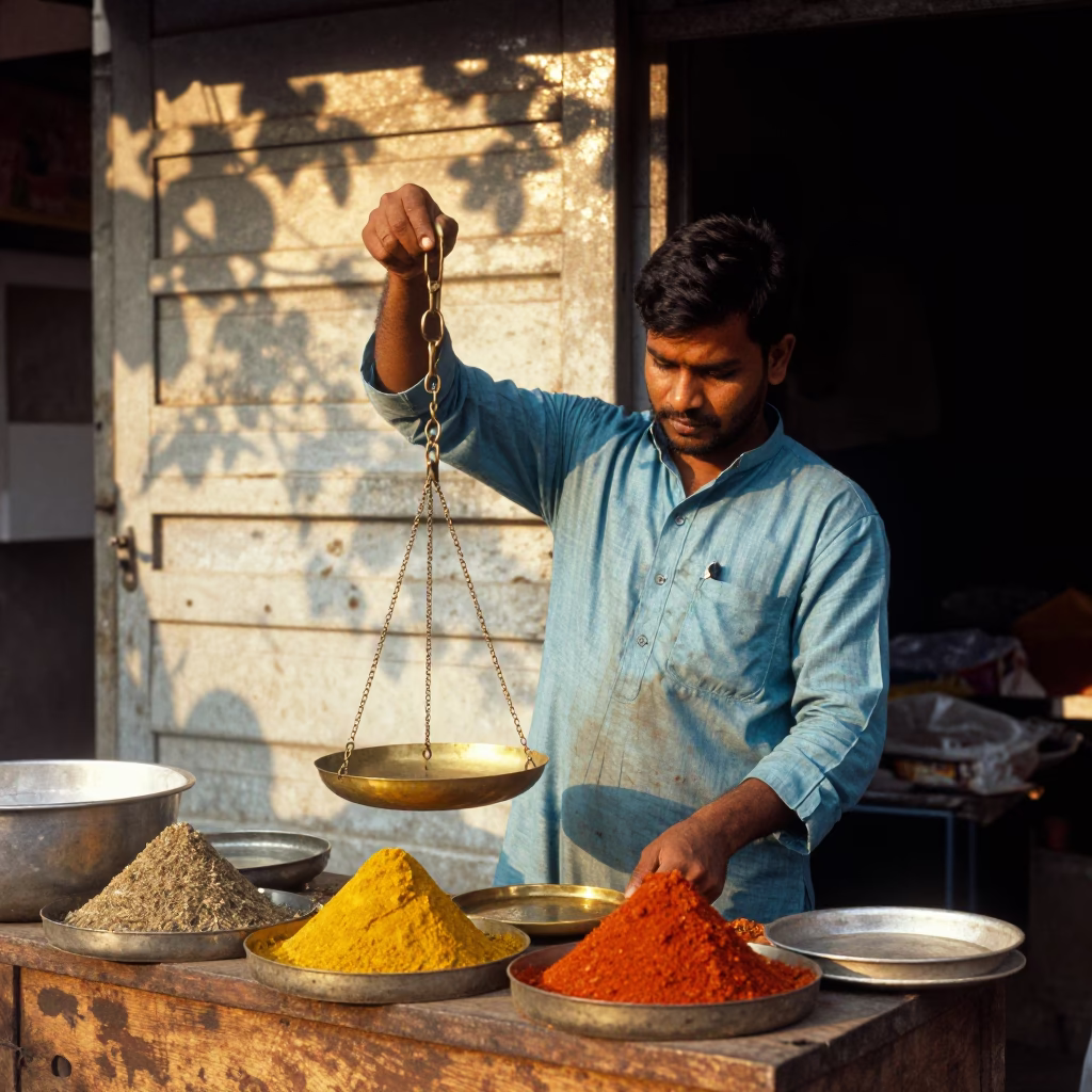 Weighing Spices in Kolkata in in Kolkata, India