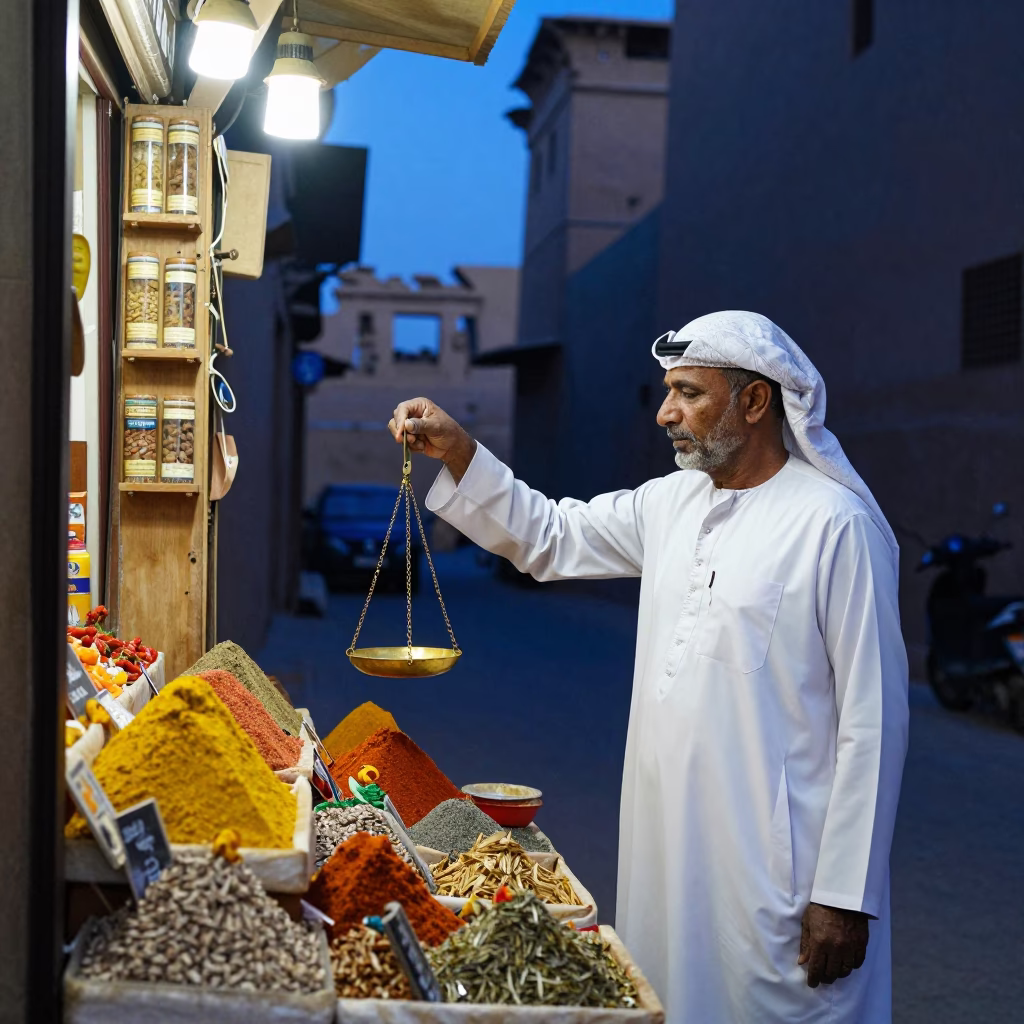 Weighing Spices in Luxor in in Luxor, Egypt