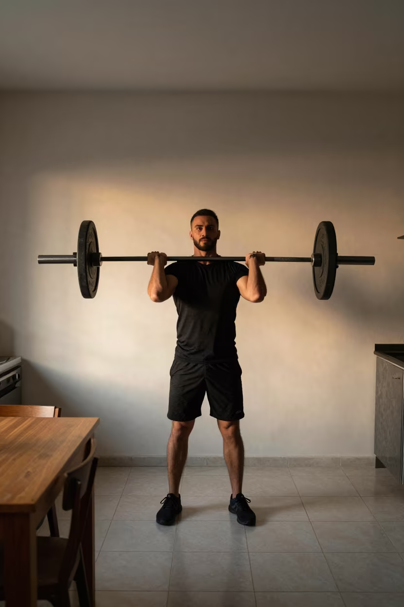 Weightlifter Resting in Sao Luis Kitchen in in a kitchen in Sao Luis